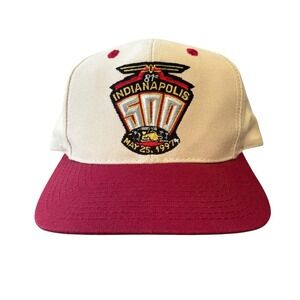 Vtg Logo Athletic Hat Cap Red Tan Indy 500 Indianapolis‎ 1999 Racing Adjustable